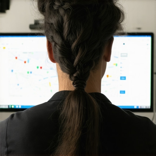 Business owner optimizing Google My Business profile on a laptop with maps and analytics