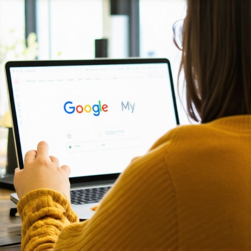 Business owner editing Google My Business profile on a computer