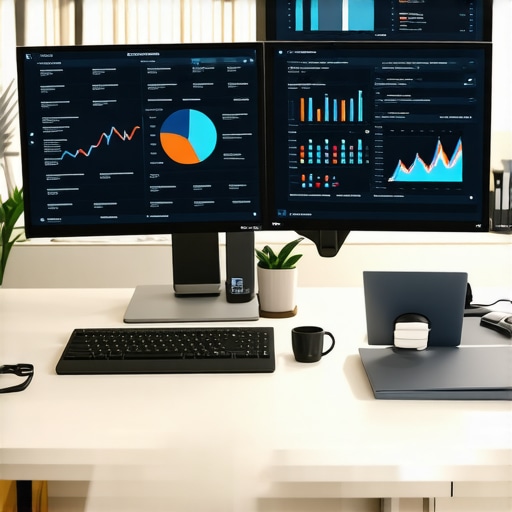 A workspace with screens displaying SEO analytics, citation management, and review dashboards for local SEO