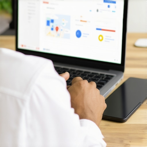 Person working on local SEO tools for Google Maps optimization.