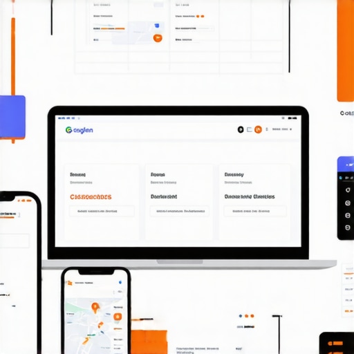 A workspace with a laptop, smartphone, and citation sheets showing strategies for long-term Google Maps SEO success.