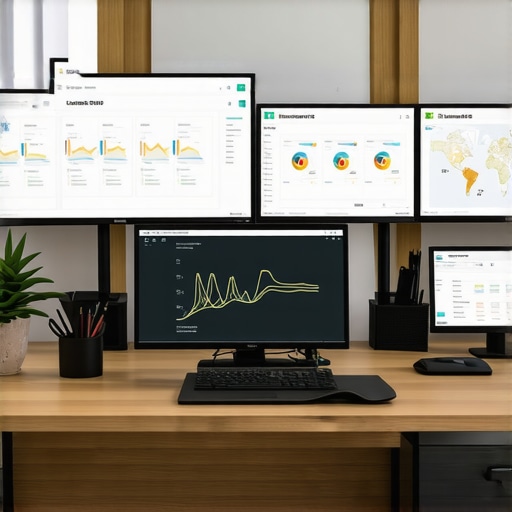 A professional workspace with screens showing Google Maps analytics and local SEO metrics.