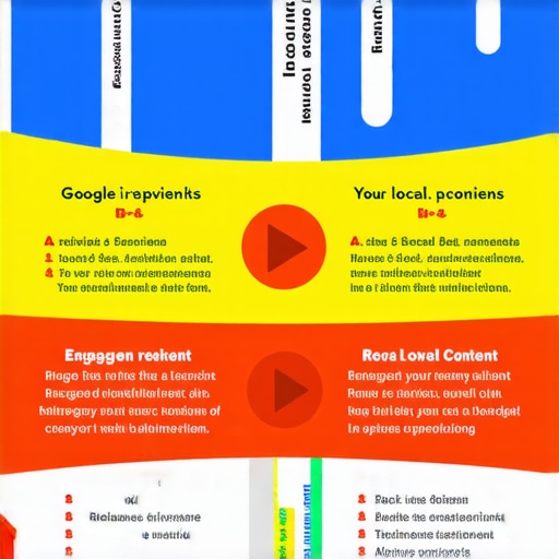 Infographic illustrating key factors influencing Google Maps rankings, including reviews, engagement, relevance, and local content.