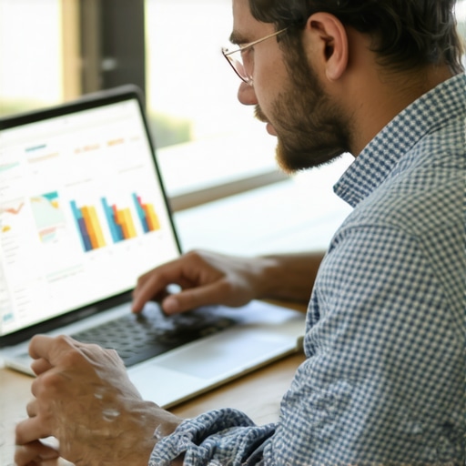 Person analyzing SEO data with charts on a laptop to improve Google Maps ranking.