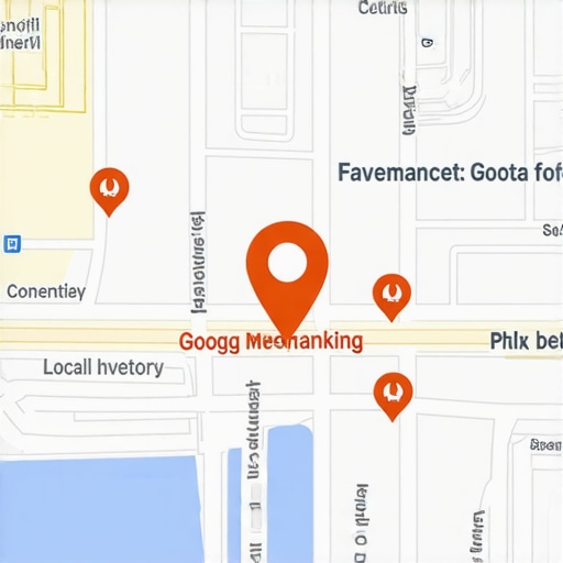 Illustration of a digital map highlighting complex proximity signals and sensor data for Google Maps ranking.