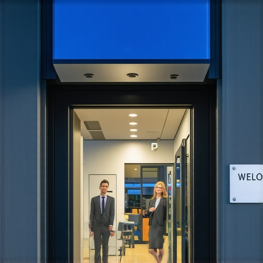 High-Quality Business Entrance Image A sharp, well-lit storefront entrance with clear signage and inviting appearance