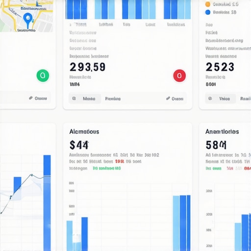 A screenshot of a local SEO analytics dashboard showing live map ranking data and signals