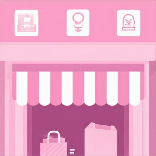 Illustration of a storefront with SEO icons representing reviews, photos, and customer engagement.