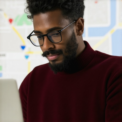 Business owner updating information on Google My Business on laptop.