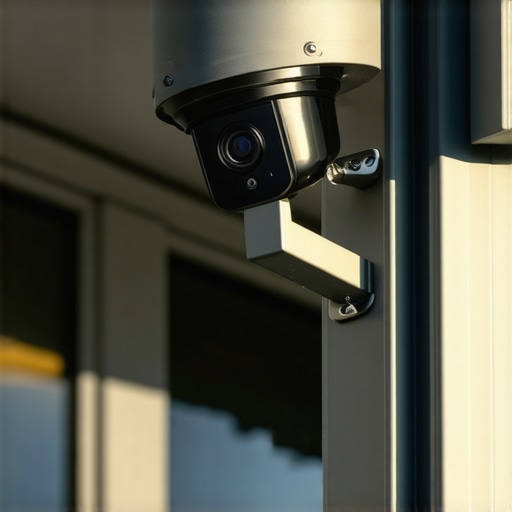 Smart outdoor surveillance camera capturing storefront signage and physical signals for local SEO